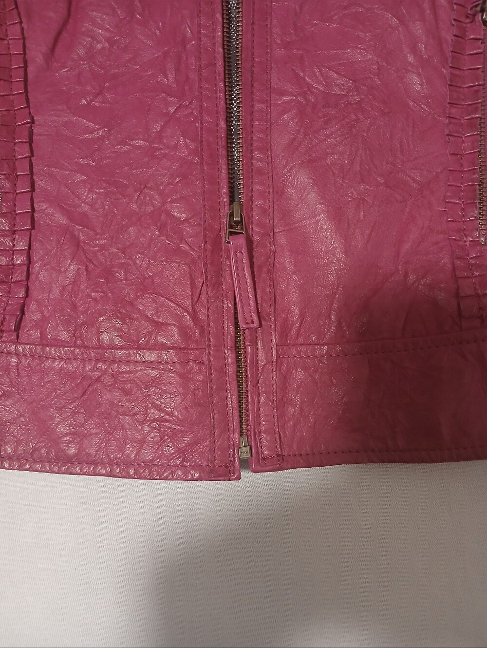 Danier Women's Genuine Leather Pink Moto Biker Jacket Small S Y2K Fitted - Picture 2 of 11
